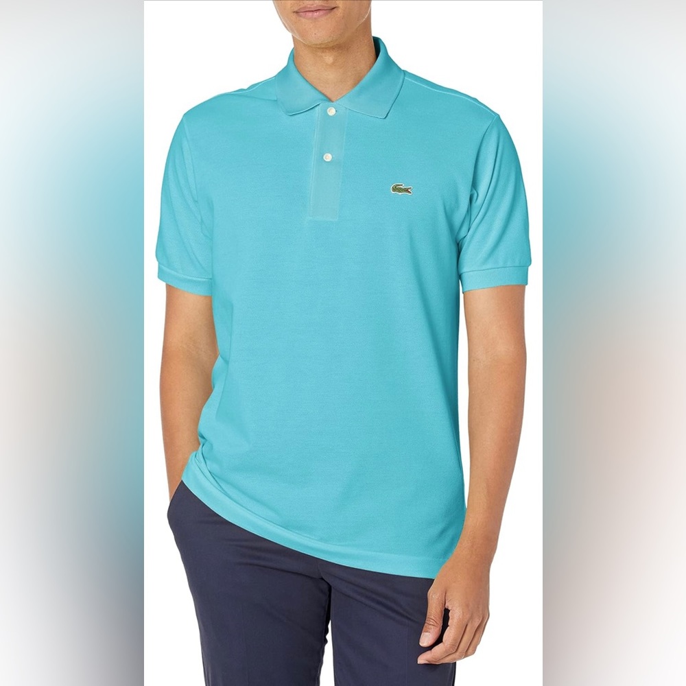 LACOSTE MEN'S CLASSIC FIT L.12.12 PETIT PIQUÉ COTTON POLO AZURE BLUE (SIZE XL)